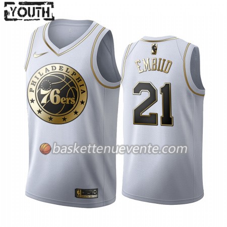 Maillot Basket Philadelphia 76ers Joel Embiid 21 2019-20 Nike Blanc Golden Edition Swingman - Enfant